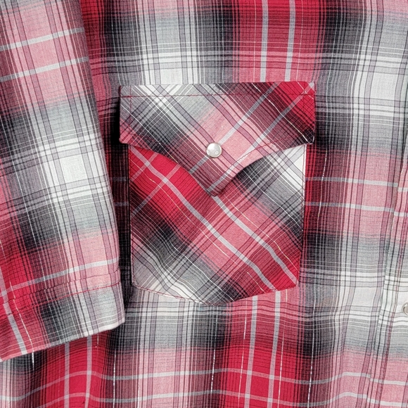 Ely Cattleman Plaid Shimmer Vintage Ranchwear Western Pearl Snap Shirt XXL - Picture 6 of 11